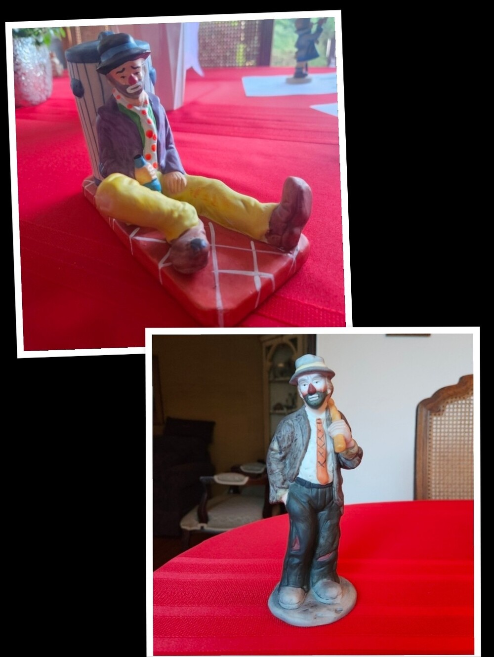 Set Of 2 Vintage Emmett Kelly Jr Flambro Clown Figurines